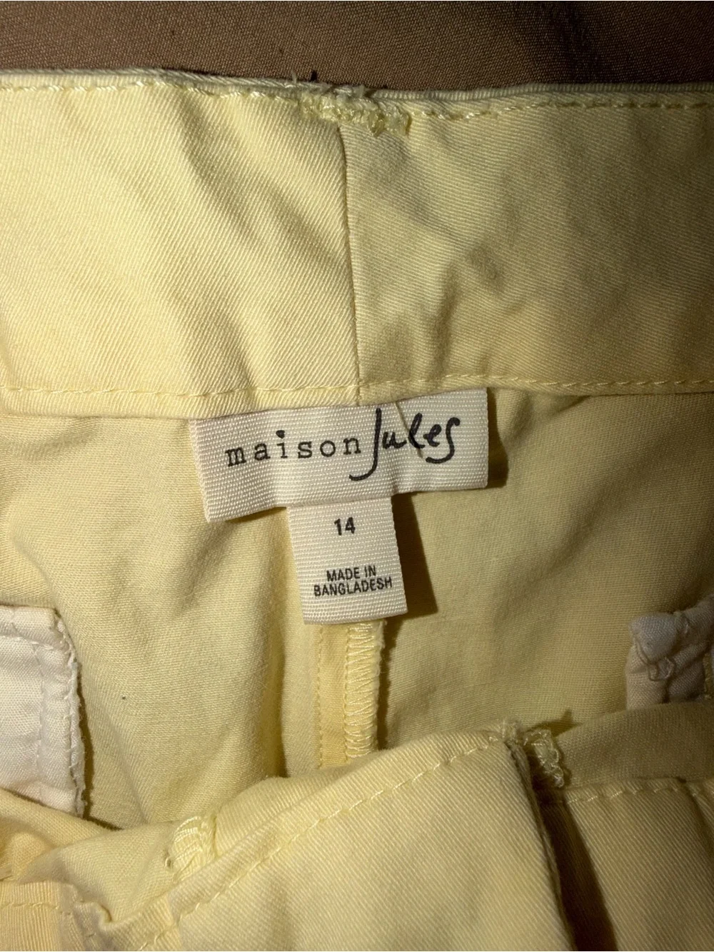 Maison Jules Pale Yellow Cotton Bermuda Shorts